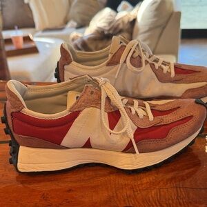 New Balance Red and White 327 Sneakers